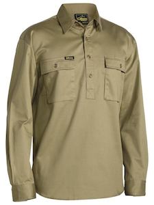 Mens Shirts: Closed Front Cotton Shirt Long Sleeve