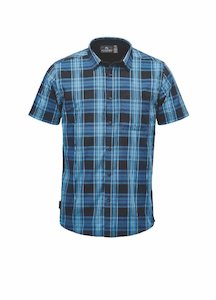 Mens Shirts: 100% Cotton Plaid Shirt- Short Sleeve