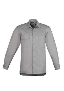 Mens Shirts: Lightweight Cotton Work Shirt - Long Sleeve