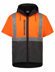 Far South Dacre HiViz Oilskin Short Sleeve Vest With Hood