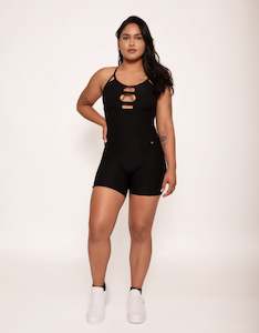 Jumpsuits: Amelia Black Shorts Jumpsuit