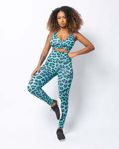 Festival Vibes Collection: High Rise Leopard Blue Leggings