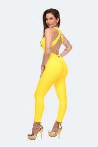 Bianca Yellow Scrunch Booty Jumpsuit