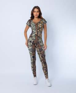 Jumpsuits: Golden Cobra Cap Sleeve Jumpsuit