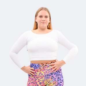 Active Crops: Long Sleeve White Crop Top