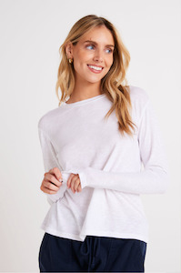 Bella Dahl: BELLA DAHL - LONG SLEEVE CREW NECK TEE WHITE
