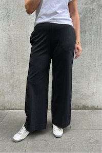 HARRIS WHARF LONDON - FLARED TROUSERS TECHNO VISCOSE BLACK