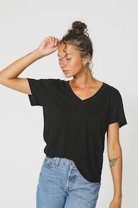 PERFECT WHITE TEE - HENDRIX BASIC V NECK TRUE BLACK