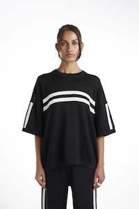 SUMMI SUMMI - KNIT TEE BLACK & CREAM STRIPE