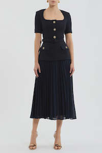REBECCA VALLANCE - JONIE MIDI NAVY DRESS