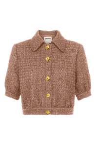 Jackets: L 'AGENCE - COVE CROP SHIRT JACKET IN CAPPUCCINO