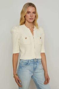 Jackets: L 'AGENCE - DELILAH CROPPED TEXTURED CARDI WHITE