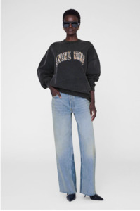 Jackets: ANINE BING - MILES SWEATSHIRT LEOPARD WASHED BLACK