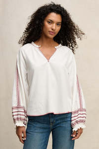 Velvet: VELVET - EMBROIDERED POPLIN CREAM