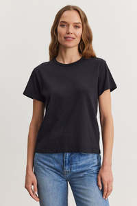 Velvet: VELVET - LEIGH VINTAGE COTTON CREW BLACK