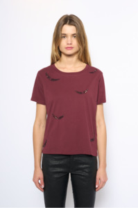 ZADIG ET VOLTAIRE - ALYS HC EMBROIDERY WINGS BURGUNDY