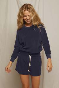 Shirts Tops: PERFECT WHITE TEE - SAYLOR LOOP TERRY NAVY SWEATSHIRT