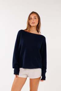 Crush Cashmere: CRUSH - YANGON BOAT NECK NAVY