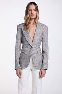 Blazers: SMYTHE - PEBBLE TWEED BLAZER