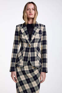 Blazers: SMYTHE - PATCH POCKET DUCHESS BLAZER NAVY PLAID