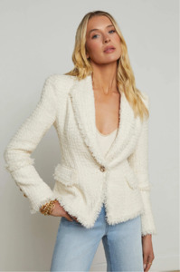 Lagence: L 'AGENCE - KAISLEY BLAZER WITH FRAY WHITE