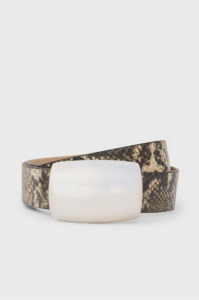 Lagence: L 'AGENCE - MILOU GOLD DOMED DARK SNAKE EMBOSSED BELT