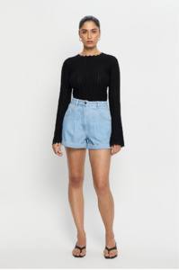 Kivari: KIVARI - AVERY DENIM SHORT DUSTY BLUE