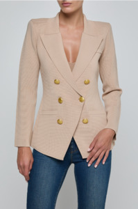 L'AGENCE - AMELIA KNIT BLAZER IN LIGHT CAPPUCINO