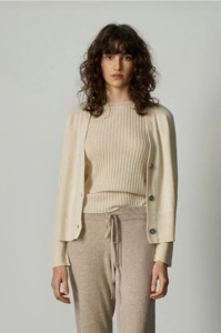 ALEGER - 145 CASHMERE SEAM DETAIL CARDI IN PEARL