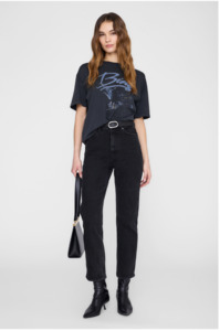 ANINE BING - KENT EAGLE TEE IN WASHED BLACK