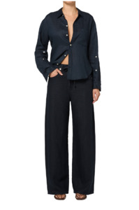 Pants: CITIZENS OF HUMANITY - BYRNN LINEN DRAWSTRING TROUSER IN NAVY
