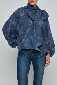 Lagence: L'AGENCE - RHETT OVERSIZED BLOUSE VINTAGE INDIGO
