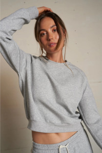 Perfect White Tee: PERFECT WHITE TEE - LUCIA TRAVEL SWEATER HEATHER GREY