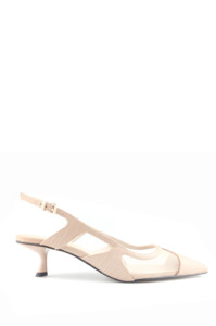 LANA WILKINSON - JAMIE ESPRESSO CROC LEATHER AND MESH HEEL