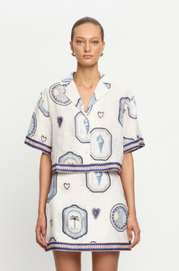 KIVARI - ALESSIA TOP IN CREAM NAVY