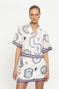 KIVARI - ALESSIA MINI SKIRT CREAM NAVY