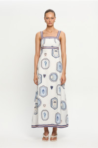 KIVARI - ALESSIA MAXI DRESS IN CREAM NAVY