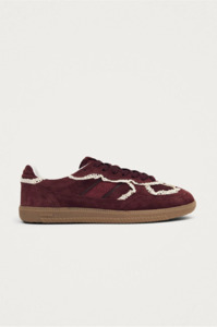 ALOHAS - TB.490 CROCHET BURGUNDY LEATHER SNEAKERS