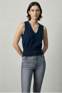 Aleger: ALEGER - 180 CASHMERE TANK IN NAVY