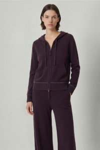 Aleger: ALEGER - 496 CASHMERE BLEND WEEKEND HOODY IN MERLOT