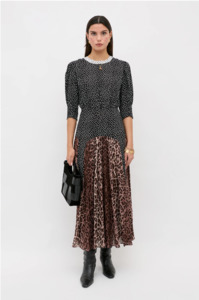 Rixo: RIXO - MEG DRESS LEOPARD POLKA DOT