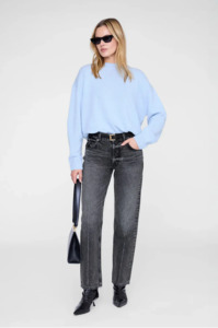Anine Bing Sale: ANINE BING - LEE CREW SWEATER PALE BLUE