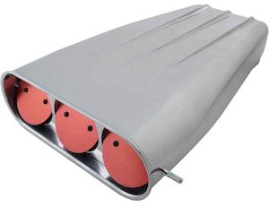 Air Scoops Plenums: RPC Finned Aluminium Street Scoop with Round Butterflies (Polished) (RPCR5239)