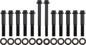 Fabrication Fasteners: Aeroflow Ford 351 Cleveland Intake Bolts - Black Finish 12 Point Head, Pack of 12 (AF37-1211)