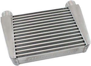 Turbo Superchargers Nitrous: Aeroflow V-Mount Street Series Aluminium Intercooler, Silver Powder Coated Finish 330 x 280 x 76mm with 2-1/2" Inlet/Outlets (AF90-1015)