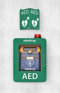 Products: Defibrillator Mindray Wall Cabinet with alarm and sign First Aid Safety NZ
