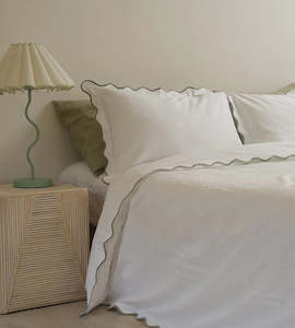 Cotton Bedding: Celine Duvet Set | Sage