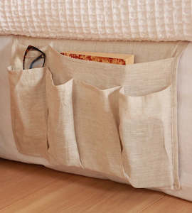 Home Lab | 100% French Flax Linen Bedside Organiser | Natural Oat