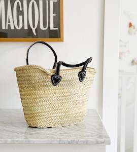 French Market Basket with Deluxe Handle | Venecian Charcoal