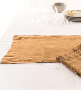 Home Lab | 100% French Flax Linen Placemat | Set 4 | Ginger